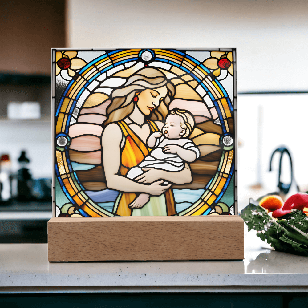 Guided by Love Stained Glass-Style LED Acrylic Plaque – A Beautiful Mother's Day or New Mom Baby Shower Gift - Mallard Moon Gift Shop