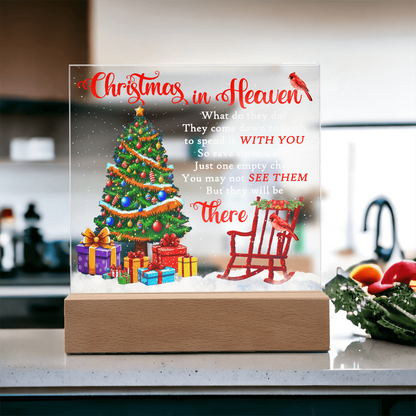 Christmas in Heaven Acrylic Plaque – Memorial LED Light Display | Comforting Holiday Remembrance Gift