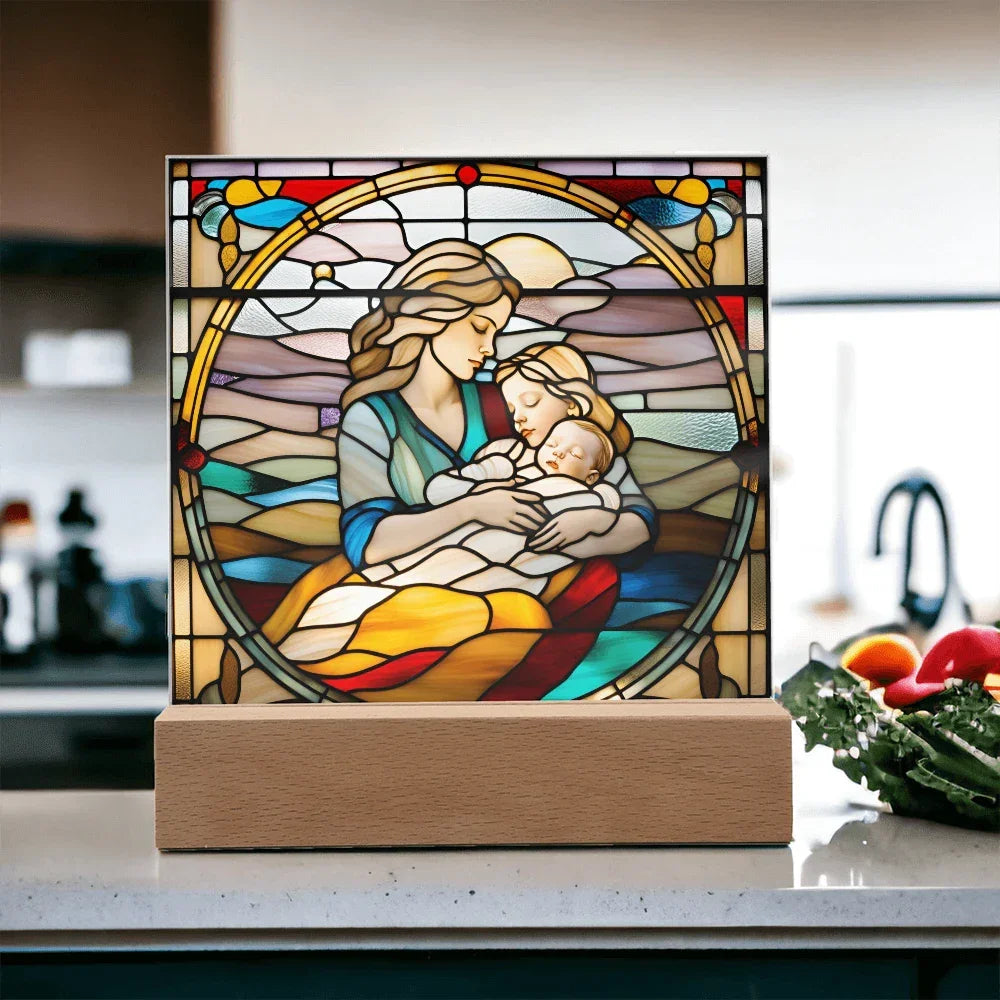 A Mother's Love" LED Acrylic Plaque – A Heartwarming Gift for Mother's Day, Baby Showers, or New Baby Arrival