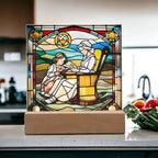 Grandmother and Granddaughter - Stained Glass Style LED Acrylic Plaque – A Touching Gift of Love and Legacy