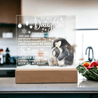 Daughter Penguin Acrylic Plaque – Heartfelt Christmas or Birthday Gift from Mom or Dad | “You Are Capable” LED Light Display