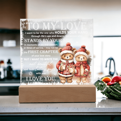 To My Love Acrylic Plaque – Romantic Winter Bears LED Light Gift | Christmas Love Keepsake for Him or Her