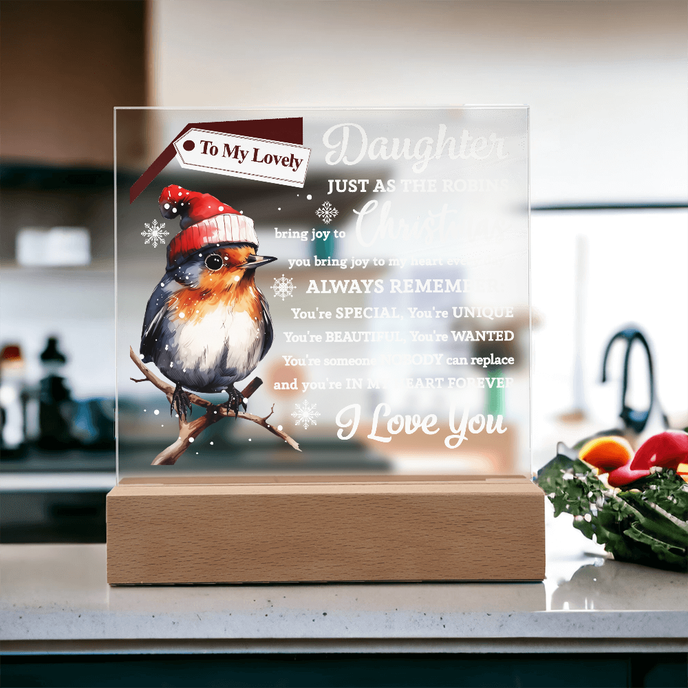 To My Lovely Daughter Robin Acrylic Plaque – Christmas LED Light Gift from Mom or Dad | Heartfelt Holiday Keepsake