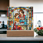 Sewing Together - Stained Glass Style LED Acrylic Plaque – A Heartfelt Gift for Quilters, Crafters, and Mothers