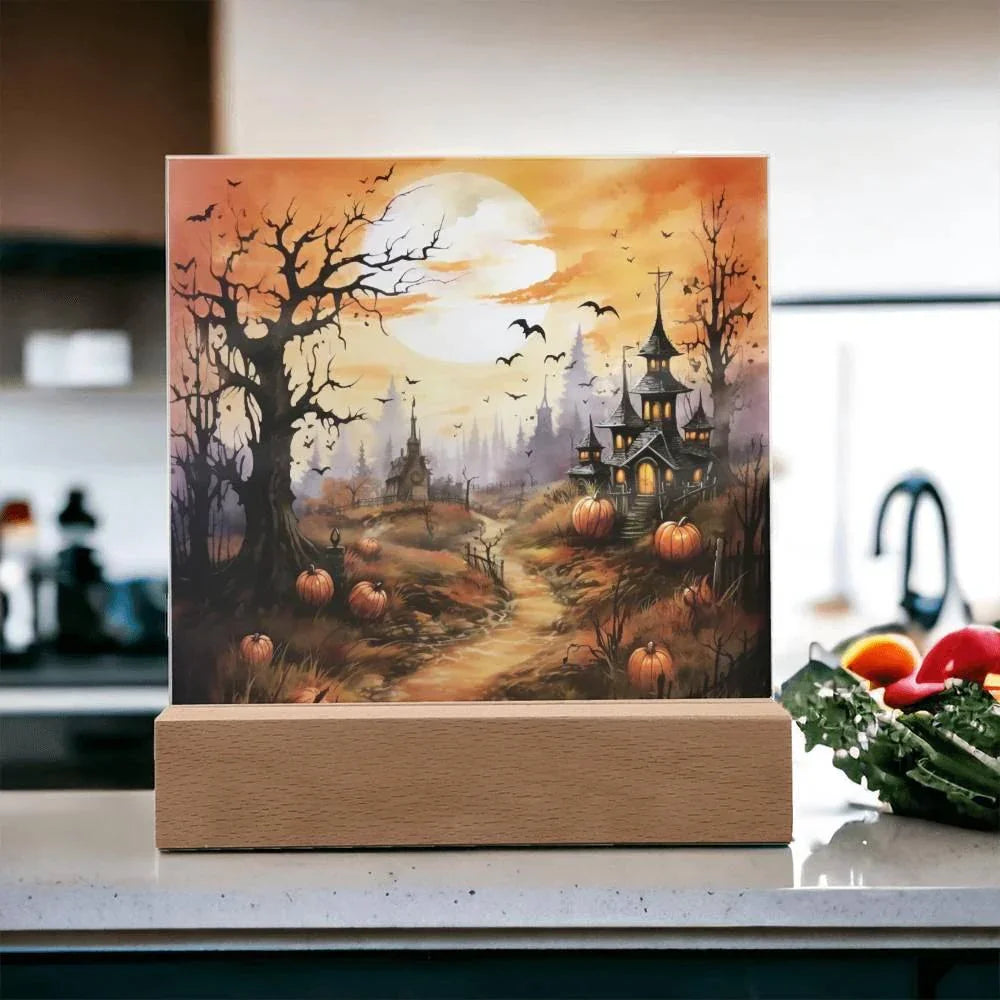 Eerie Mansion Estate: Acrylic Plaque Halloween Decor