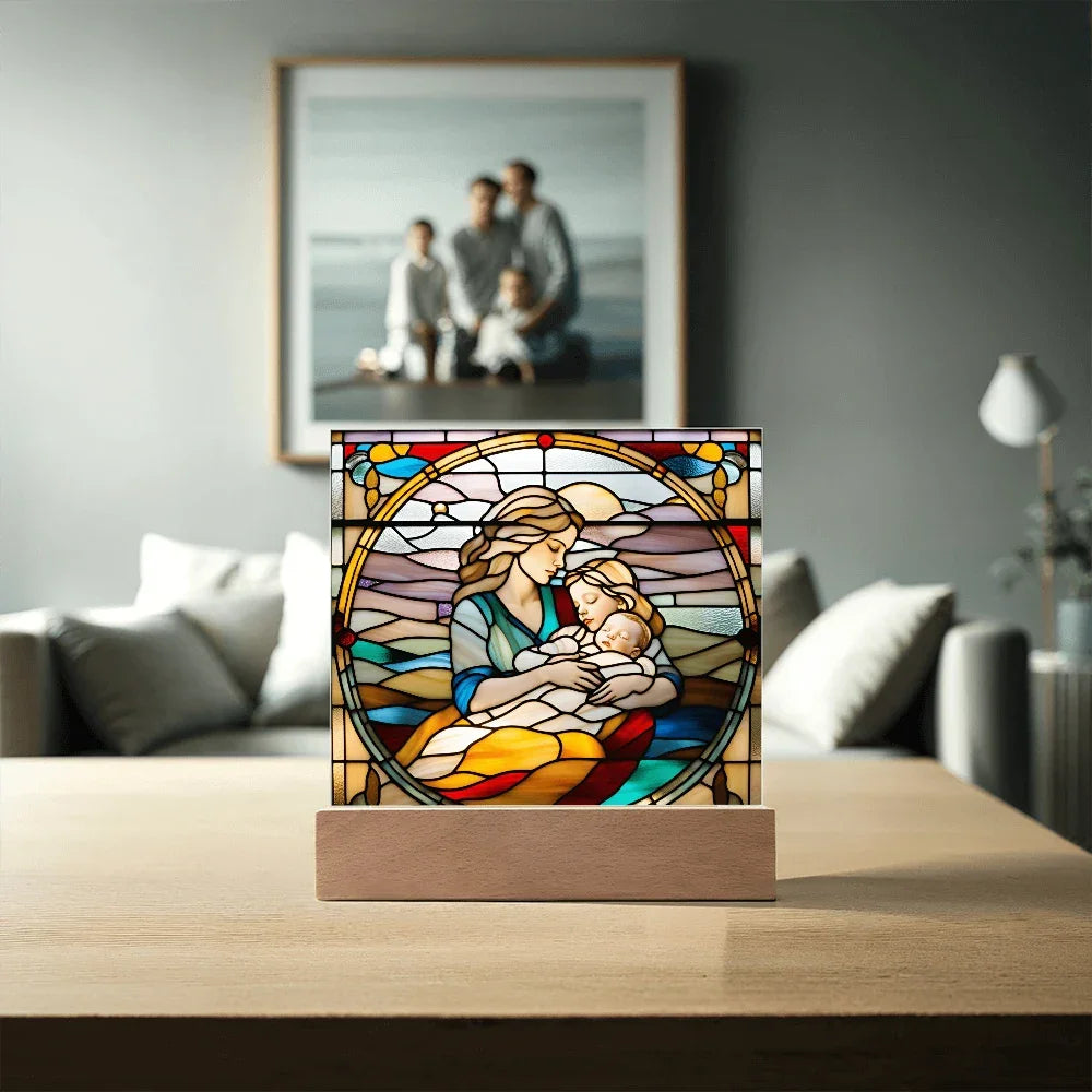 A Mother's Love" LED Acrylic Plaque – A Heartwarming Gift for Mother's Day, Baby Showers, or New Baby Arrival