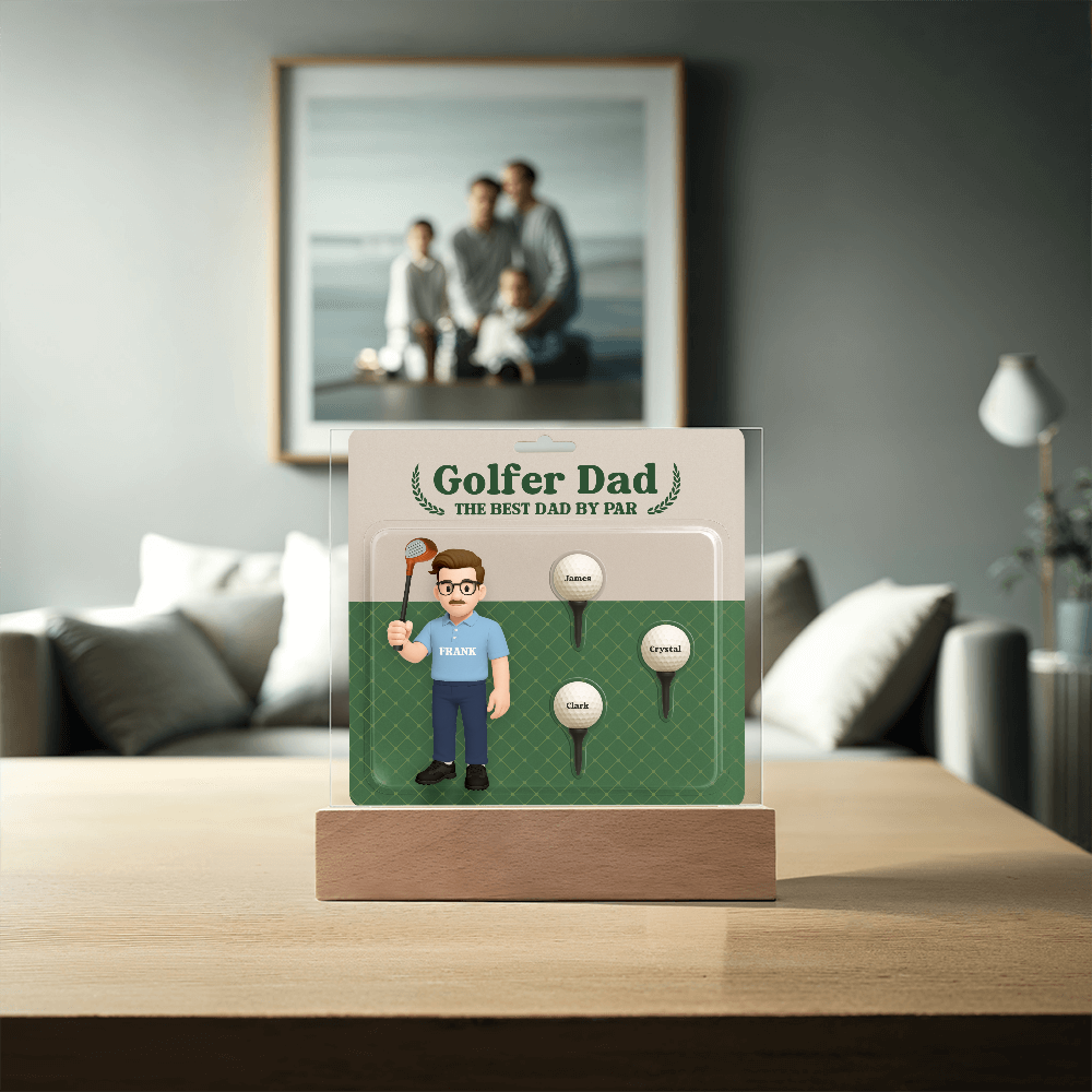 Golfer Dad Personalized Gift Plaque – Custom Golf Balls with Kids' Names – “The Best Dad by Par” Father's Day Gift from Children - Mallard Moon Gift Shop
