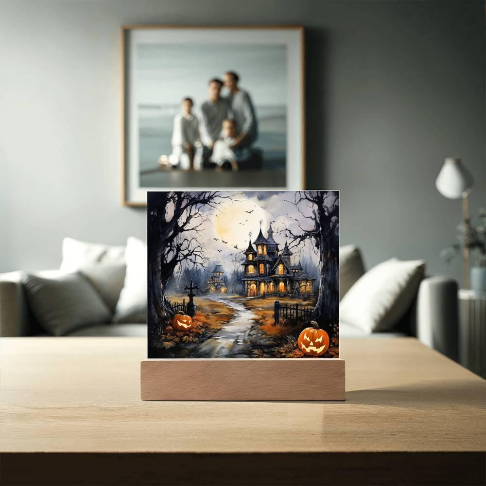 All Hallow's Haunt: Spooky Mansion Display Acrylic Plaque - Mallard Moon Gift Shop