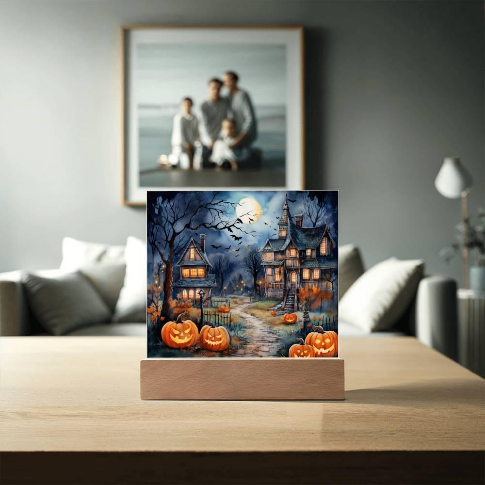 Moonlit Mansion: Spooky Acrylic Decor for Halloween Lovers - Mallard Moon Gift Shop