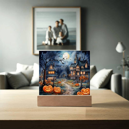 Moonlit Mansion: Spooky Acrylic Decor for Halloween Lovers - Mallard Moon Gift Shop