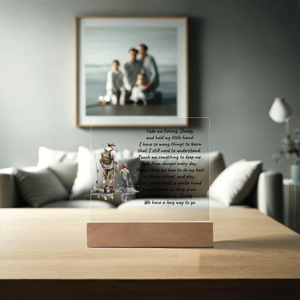 Father and Son Take me Fishing Daddy Personalized Acrylic Plaque - Mallard Moon Gift Shop