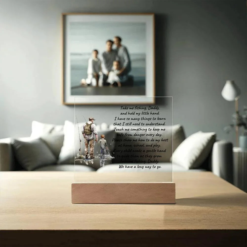 Father and Son Take me Fishing Daddy Personalized Acrylic Plaque