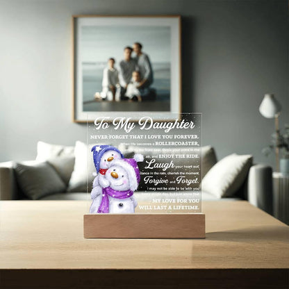 Daughter Gift - Enjoy The Ride Acrylic Square Plaque with LED Wooden Base - Mallard Moon Gift Shop