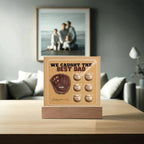 We Caught the Best Dad – Custom Baseball Glove Acrylic Plaque with Kids' Names – Personalized Father's Day Gift with LED Base Option