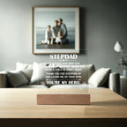 Stepdad Acrylic LED Plaque – “You're My Hero” Personalized Gift with Custom Name for Father's Day, Birthday, or Christmas