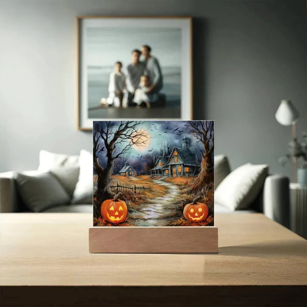 Mystic Mansion: The Perfect Acrylic Plaque Decor for All Hallow's Eve