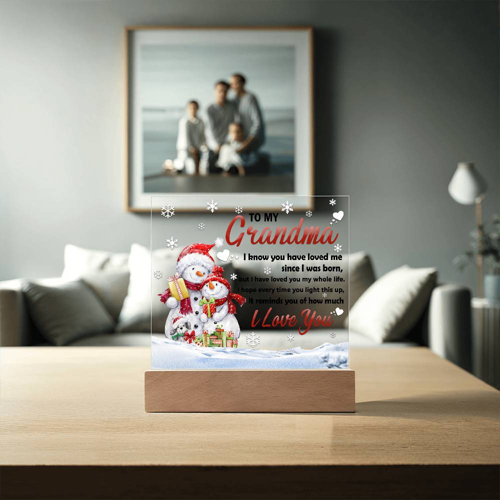 Grandma - Loved You My Whole Life Square Acrylic Plaque with Lighted LED Wooden Base - Mallard Moon Gift Shop