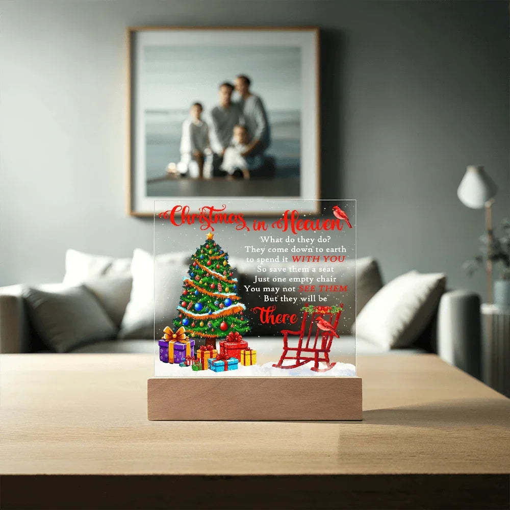 Christmas in Heaven Acrylic Plaque – Memorial LED Light Display | Comforting Holiday Remembrance Gift