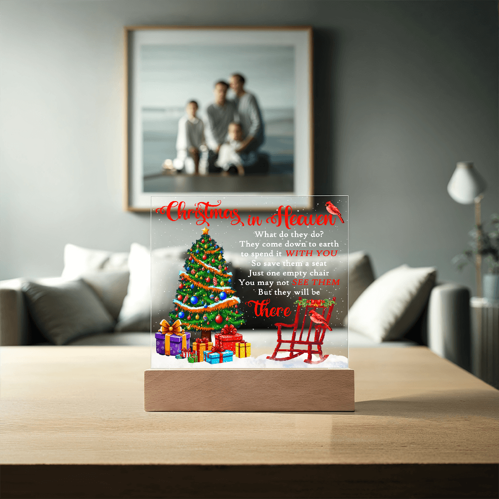 Christmas in Heaven Acrylic Plaque – Memorial LED Light Display | Comforting Holiday Remembrance Gift
