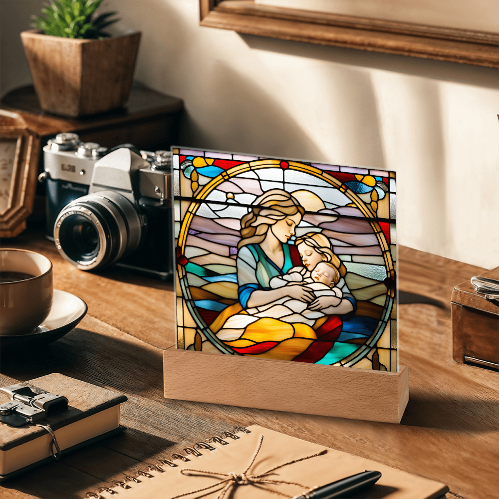 A Mother's Love" LED Acrylic Plaque – A Heartwarming Gift for Mother's Day, Baby Showers, or New Baby Arrival - Mallard Moon Gift Shop