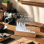 Soulmate Acrylic Plaque – Penguin Couple LED Light Gift | Romantic “You Complete Me” Christmas Keepsake