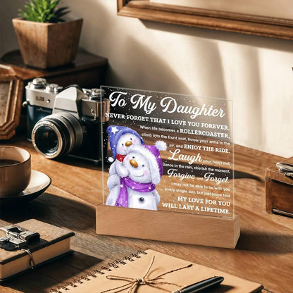 Daughter Gift - Enjoy The Ride Acrylic Square Plaque with LED Wooden Base - Mallard Moon Gift Shop