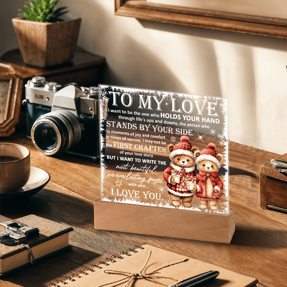 To My Love Acrylic Plaque – Romantic Winter Bears LED Light Gift | Christmas Love Keepsake for Him or Her