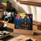 Ghoulish Mansion: Halloween Acrylic Plaque Spooky Haunted House Table-top Decor