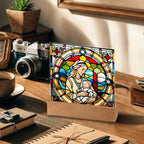 Forever Cradled Stained Glass Style LED Acrylic Plaque – A Touching Tribute for New Moms and Baby Celebrations