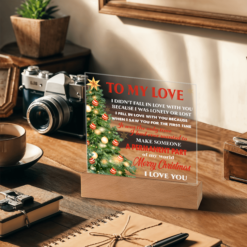 To My Love Acrylic LED Plaque – Romantic Christmas Tree Light Gift | “Permanent Part of My World” Holiday Keepsake