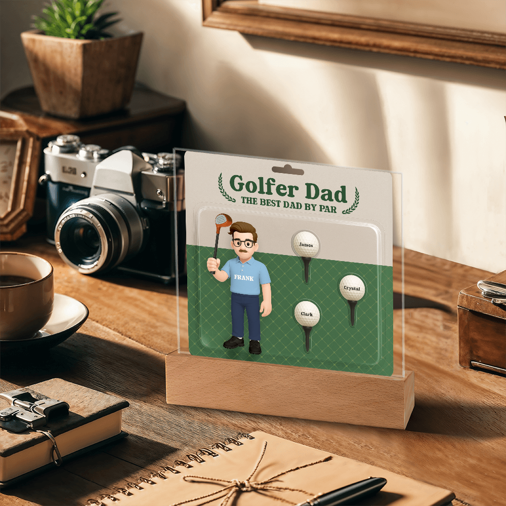 Golfer Dad Personalized Gift Plaque – Custom Golf Balls with Kids' Names – “The Best Dad by Par” Father's Day Gift from Children - Mallard Moon Gift Shop