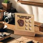We Caught the Best Dad – Custom Baseball Glove Acrylic Plaque with Kids' Names – Personalized Father's Day Gift with LED Base Option