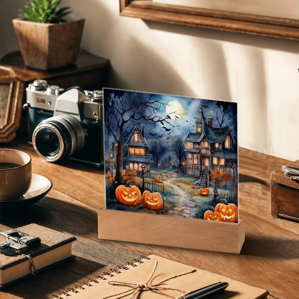 Moonlit Mansion: Spooky Acrylic Decor for Halloween Lovers - Mallard Moon Gift Shop