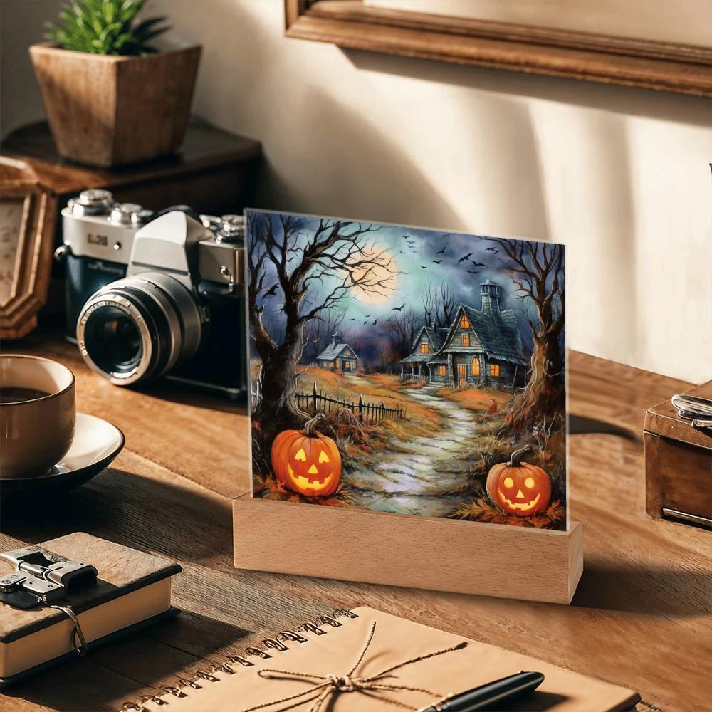 Mystic Mansion: The Perfect Acrylic Plaque Decor for All Hallow's Eve
