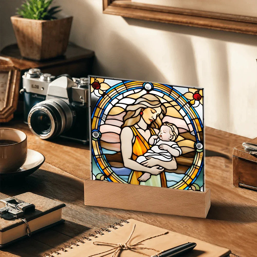 Guided by Love Stained Glass-Style LED Acrylic Plaque – A Beautiful Mother's Day or New Mom Baby Shower Gift