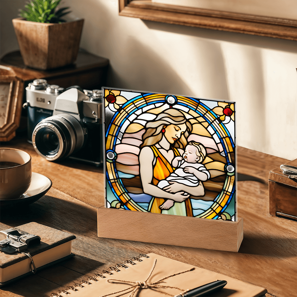 Guided by Love Stained Glass-Style LED Acrylic Plaque – A Beautiful Mother's Day or New Mom Baby Shower Gift - Mallard Moon Gift Shop