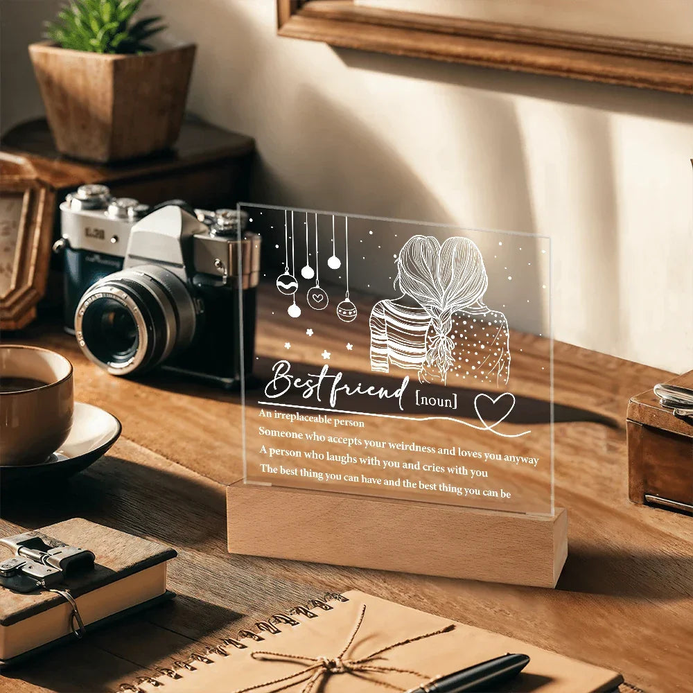 Best Friend Definition Acrylic Plaque – Friendship LED Light Gift | Thoughtful Christmas, Birthday Present for Bestie, Sister, or Soulmate