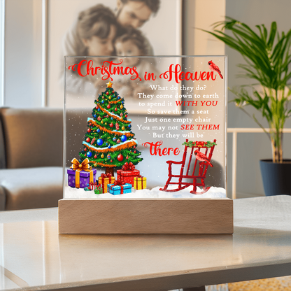 Christmas in Heaven Acrylic Plaque – Memorial LED Light Display | Comforting Holiday Remembrance Gift