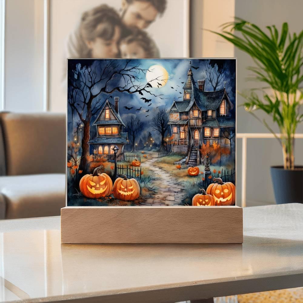 Moonlit Mansion: Spooky Acrylic Decor for Halloween Lovers - Mallard Moon Gift Shop