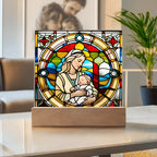 Forever Cradled Stained Glass Style LED Acrylic Plaque – A Touching Tribute for New Moms and Baby Celebrations