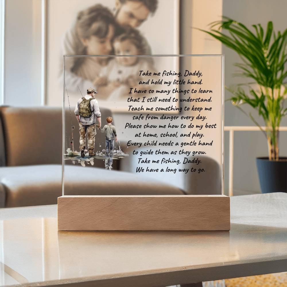 Father and Son Take me Fishing Daddy Personalized Acrylic Plaque - Mallard Moon Gift Shop
