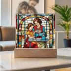 Sewing Together - Stained Glass Style LED Acrylic Plaque – A Heartfelt Gift for Quilters, Crafters, and Mothers