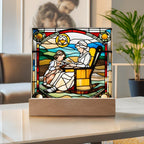 Grandmother and Granddaughter - Stained Glass Style LED Acrylic Plaque – A Touching Gift of Love and Legacy