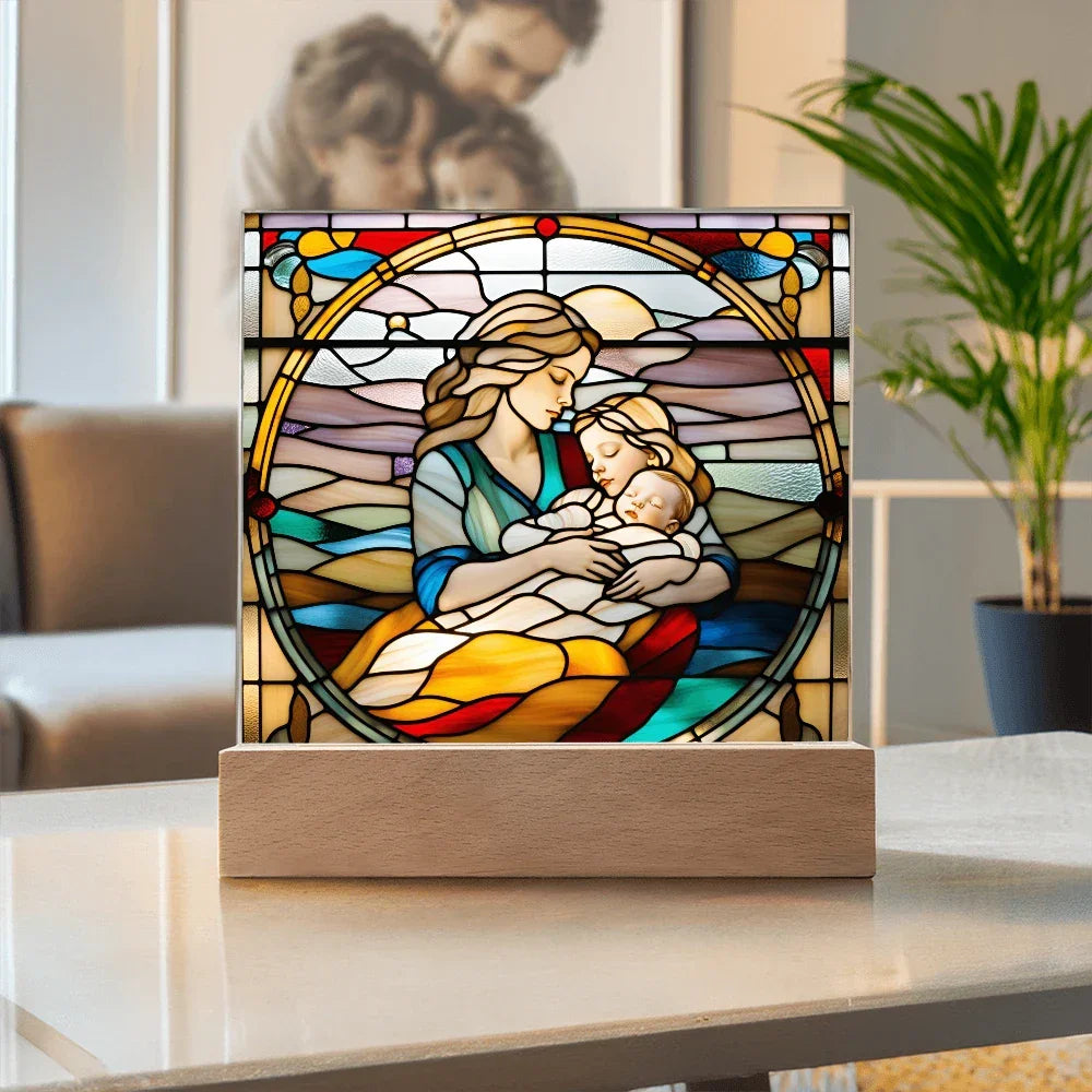 A Mother's Love" LED Acrylic Plaque – A Heartwarming Gift for Mother's Day, Baby Showers, or New Baby Arrival