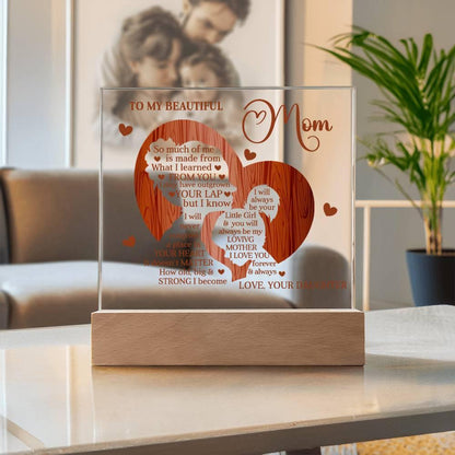 To My Beautiful Mom I May Have Outgrown Your Lap But I Will Never Outgrow Your Heart Personalized Acrylic Plaque - Mallard Moon Gift Shop