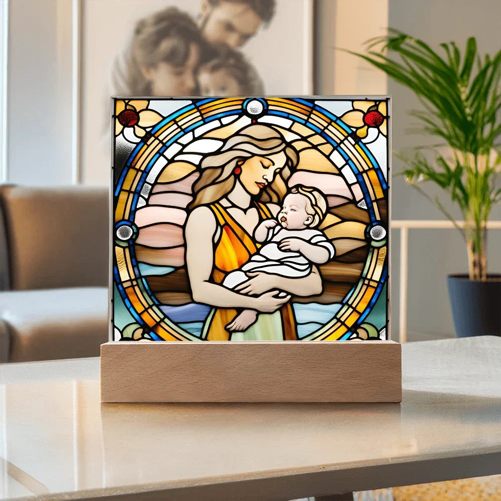 Guided by Love Stained Glass-Style LED Acrylic Plaque – A Beautiful Mother's Day or New Mom Baby Shower Gift