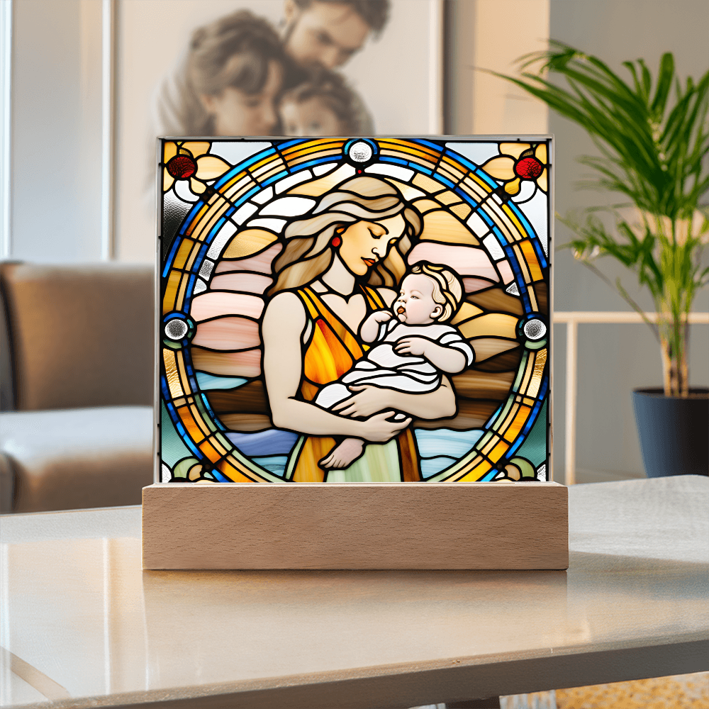 Guided by Love Stained Glass-Style LED Acrylic Plaque – A Beautiful Mother's Day or New Mom Baby Shower Gift - Mallard Moon Gift Shop