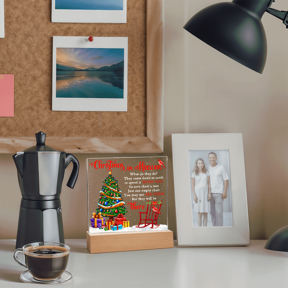 Christmas in Heaven Acrylic Plaque – Memorial LED Light Display | Comforting Holiday Remembrance Gift