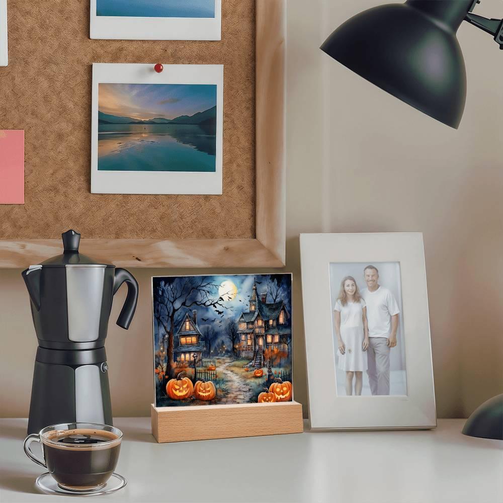 Moonlit Mansion: Spooky Acrylic Decor for Halloween Lovers - Mallard Moon Gift Shop