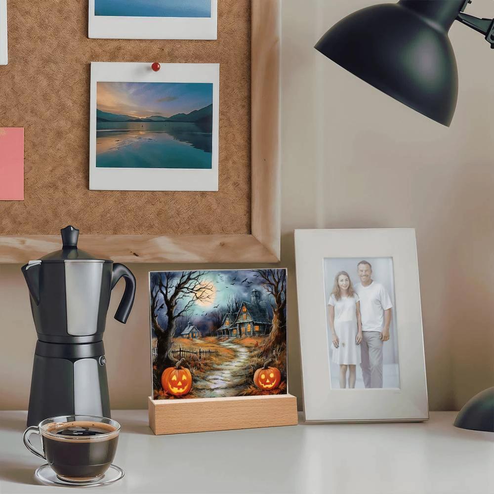 Mystic Mansion: The Perfect Acrylic Plaque Decor for All Hallow's Eve